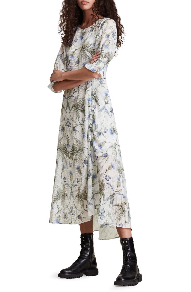 AllSaints Yana Harris Puff Sleeve Dress, Alternate, color, 