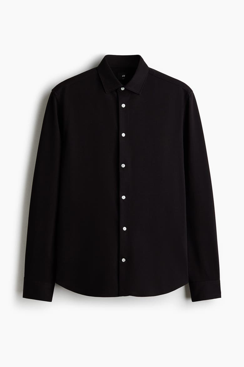 Four-way Stretch Slim Fit Shirt, Alternate, color, Black