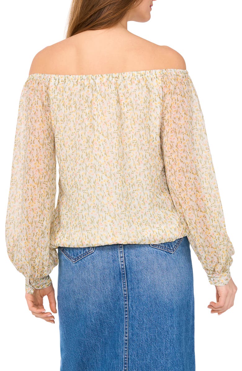 Vince Camuto Floral Off the Shoulder Peasant Top, Alternate, color, Calm Grey