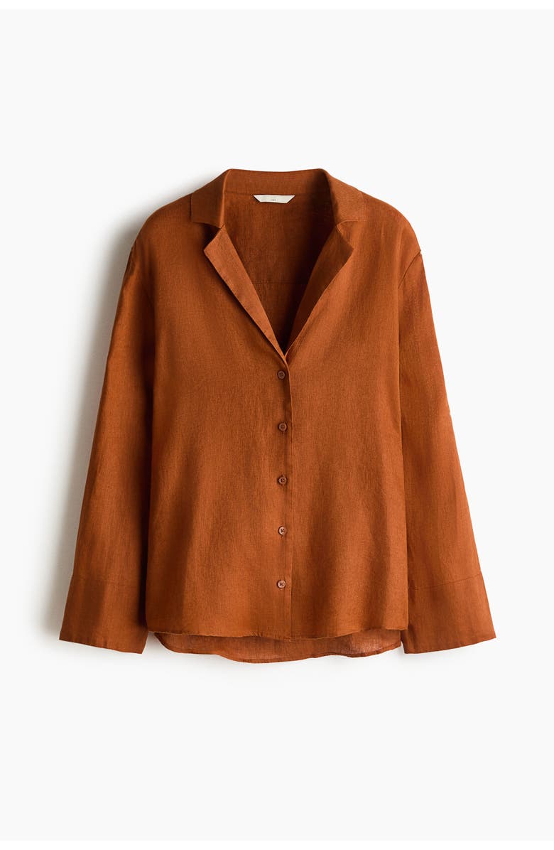 H&M Oversized Linen Shirt, Main, color, Dark Orange