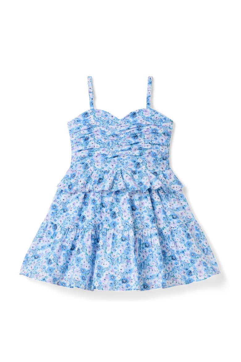 Floral Shirred Peplum Dress, Main, color, Blue