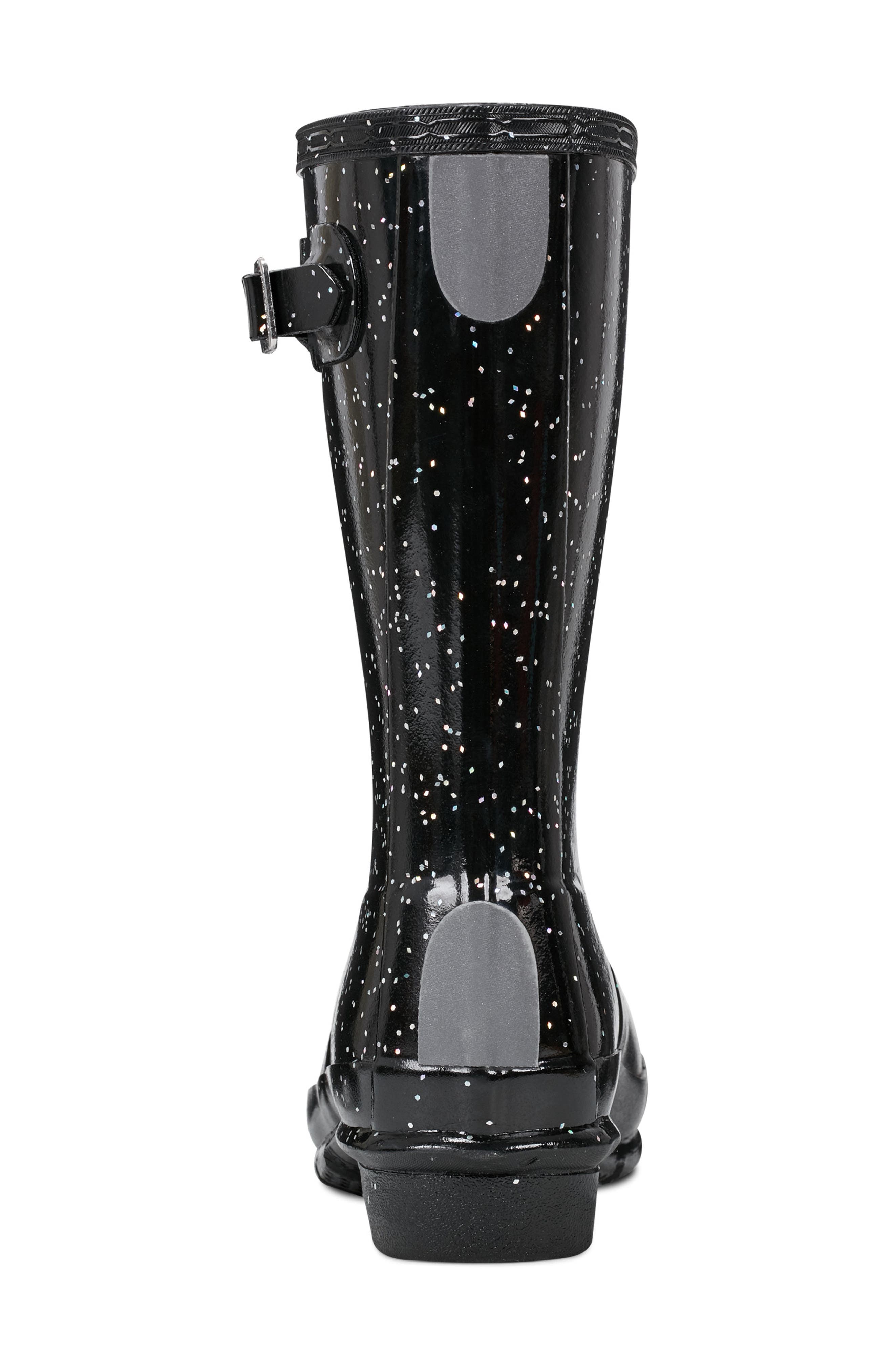 Hunter Original Giant Glitter Waterproof Rain Boot, Alternate, color, Black