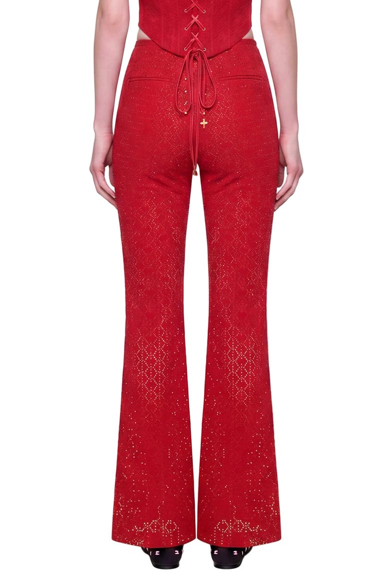 The Broderie Anglaise Edit High Rise Embroidered Flare Pants, Alternate, color, Red