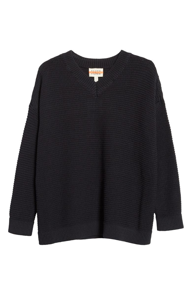 Eileen Fisher Organic Cotton Blend V-Neck Sweater, Main, color,