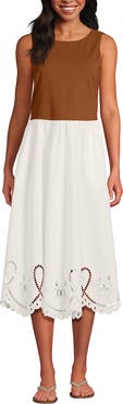 Lands' End Embroidered Duet Midi Dress