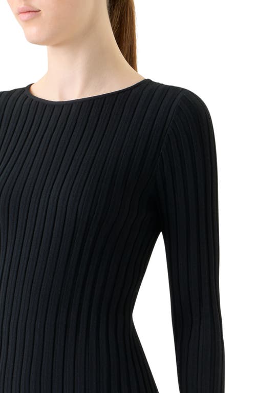 Akris Punto Reversed Virgin Wool Rib Sweater In Black