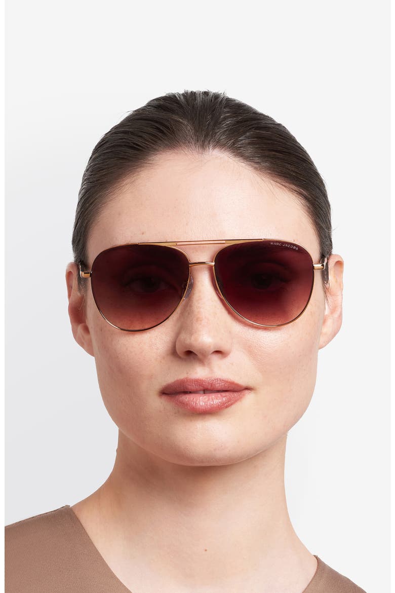 59mm Gradient Pilot Sunglasses, Alternate, color, BROWN/ BROWN SF