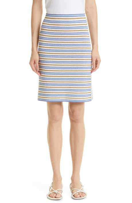 Stripe Cotton Blend Bouclé Skirt