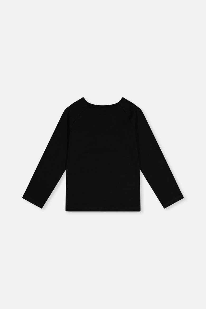 Rainbow Teddy Bear Raglan Organic Cotton Crew Neck T-Shirt, Alternate, color, Black