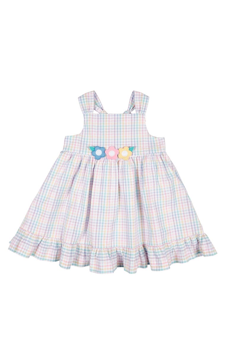 Florence Eiseman Plaid Seersucker Dress With Flowers, Main, color, Multi