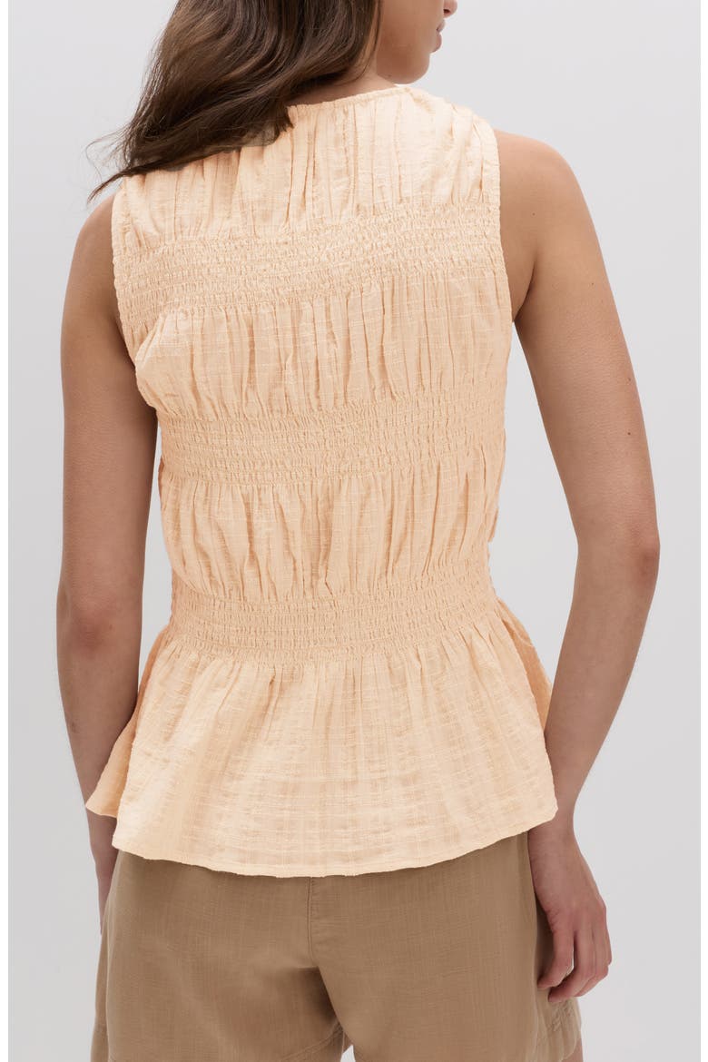 Shirred Button Top, Alternate, color, ECRU BROWN