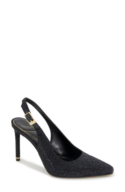 Quinnly Crystal Slingback Pointed Toe Pump (Women)