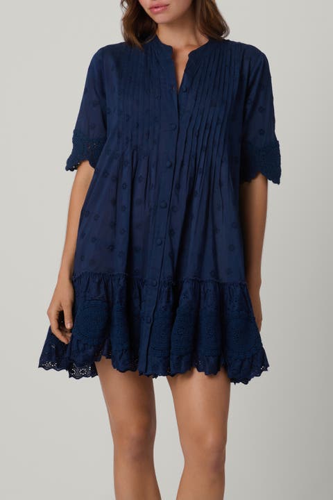 Milos Eyelet Mini Dress Cover Up