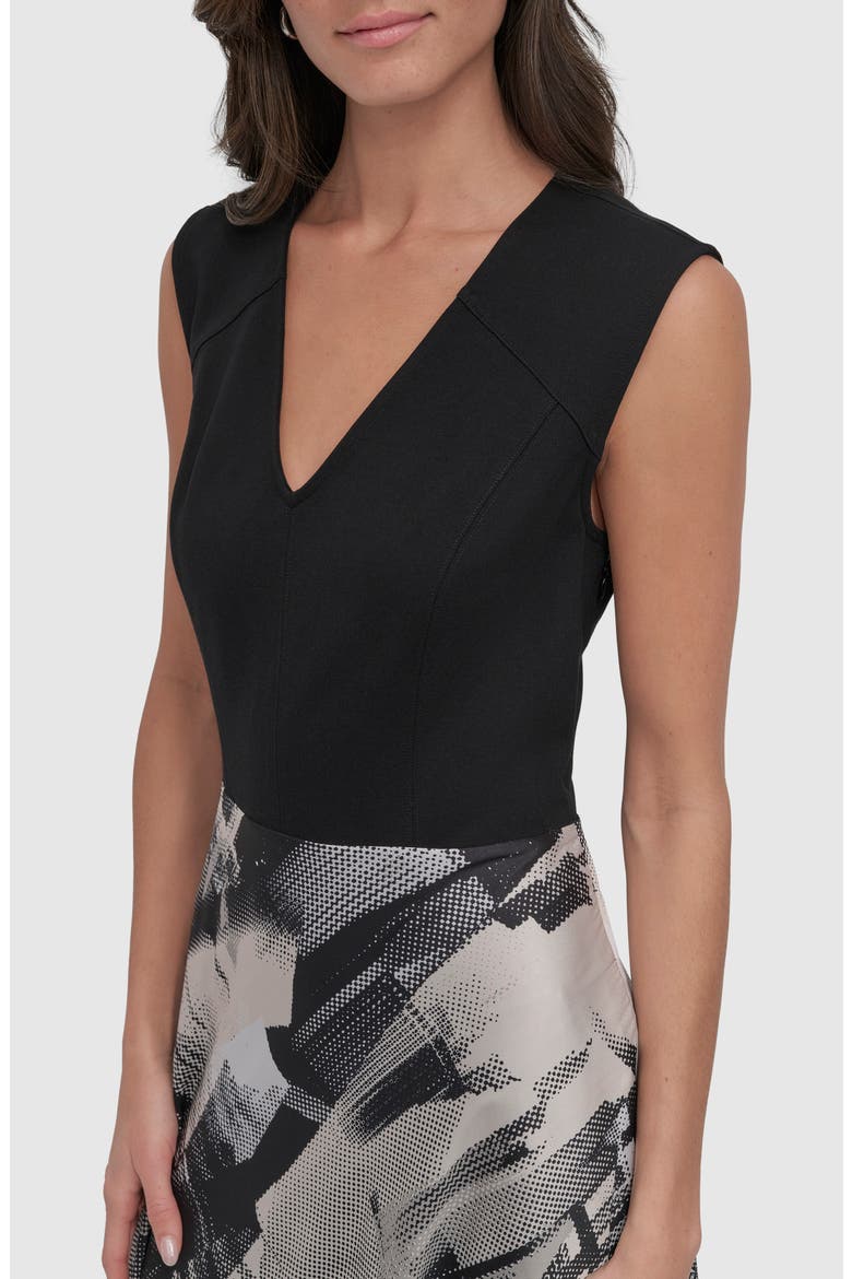 Mixed Media Dress, Alternate, color, BLACK SKYLINE