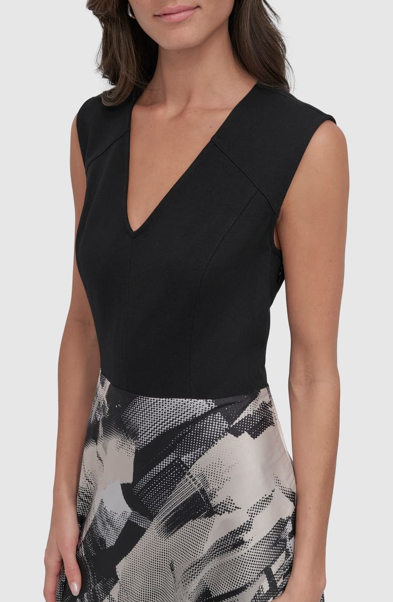 DKNY Mixed Media Dress, Alternate, color, Black Skyline
