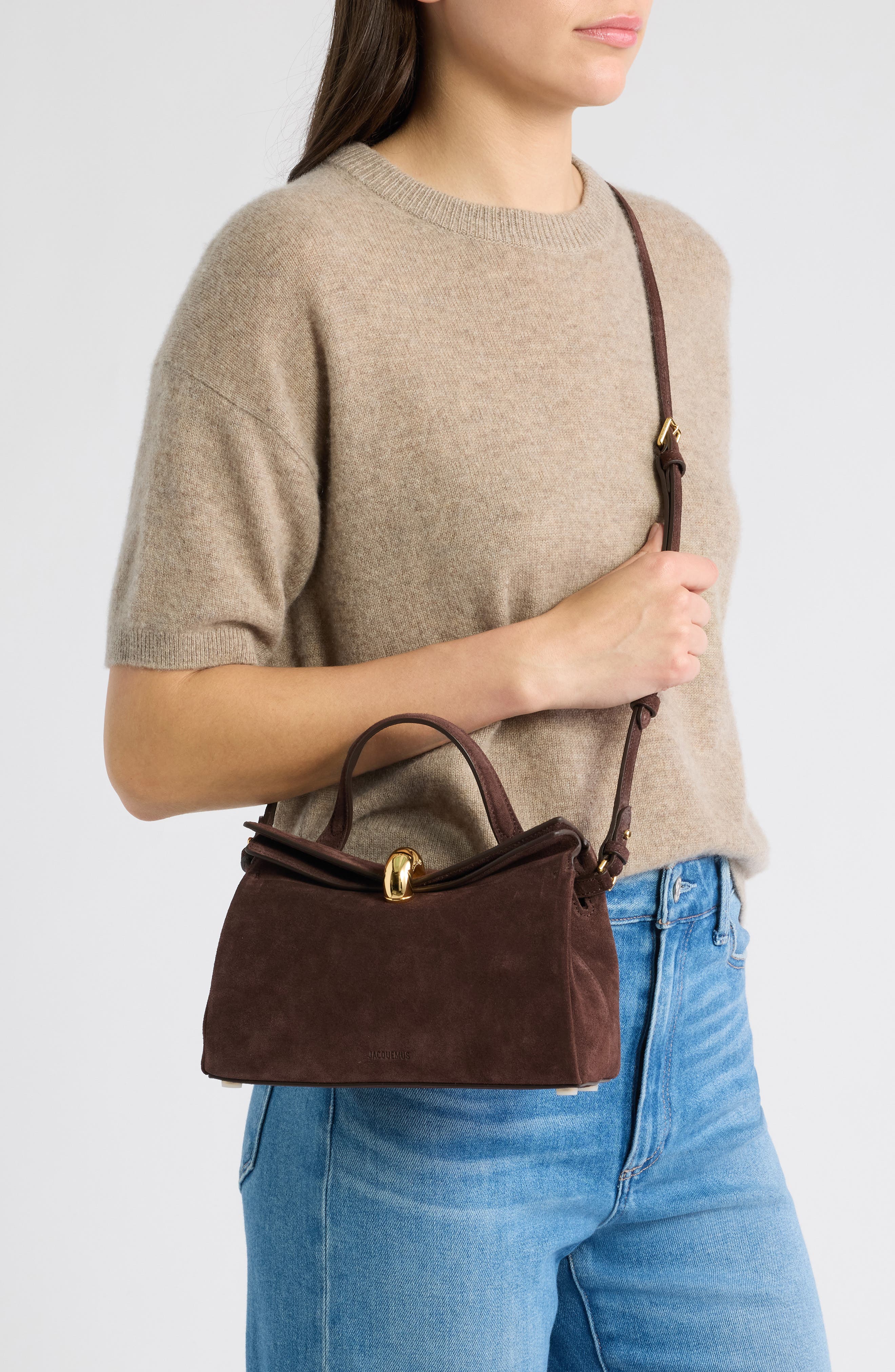 Le Petit Valerie Leather Top Handle Bag, Alternate, color, BROWN / BROWN 8GF