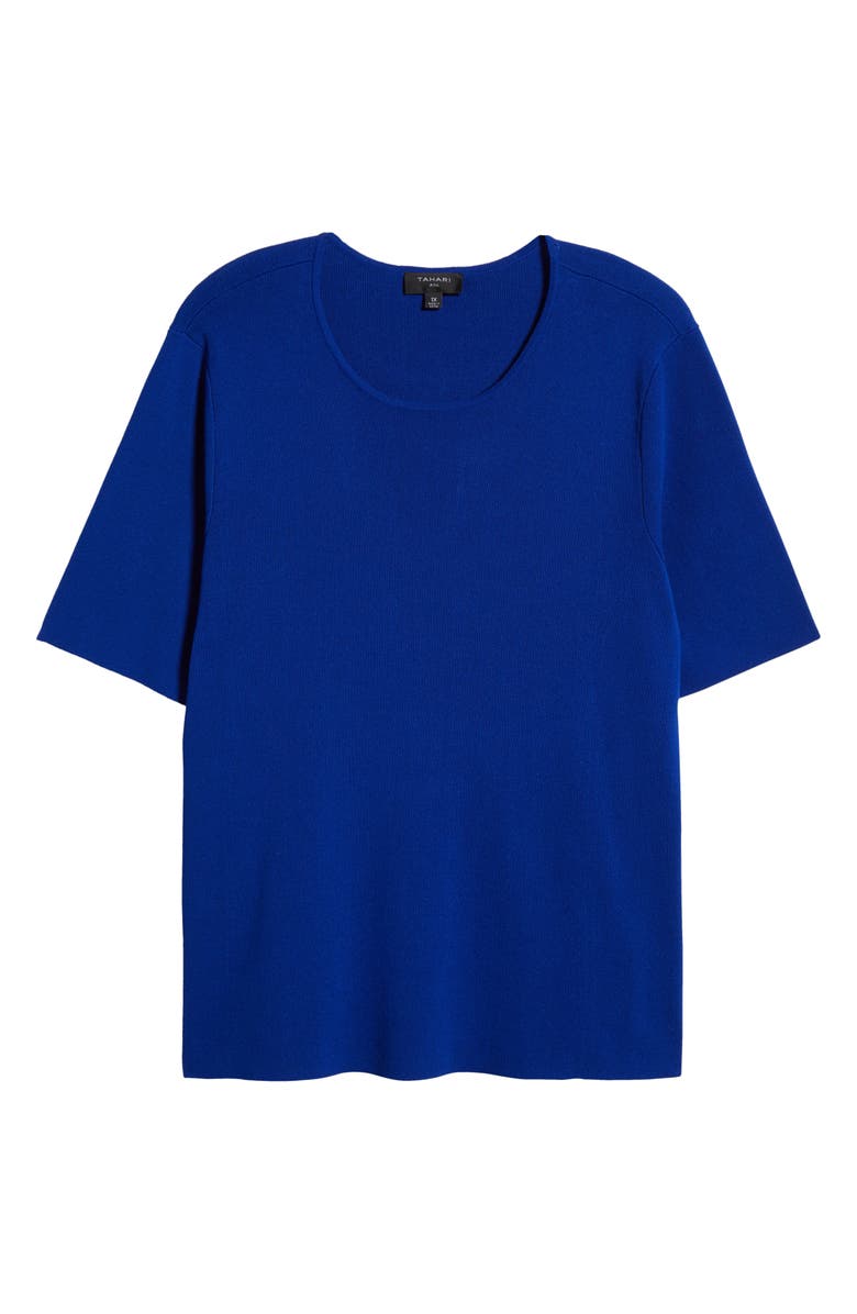 Tahari ASL Short Sleeve Sweater, Alternate, color, Cobalt