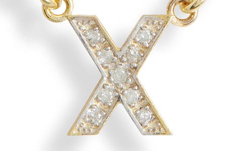 Meshmerise Diamond Initial Charm Paper Clip Chain Necklace In Gold