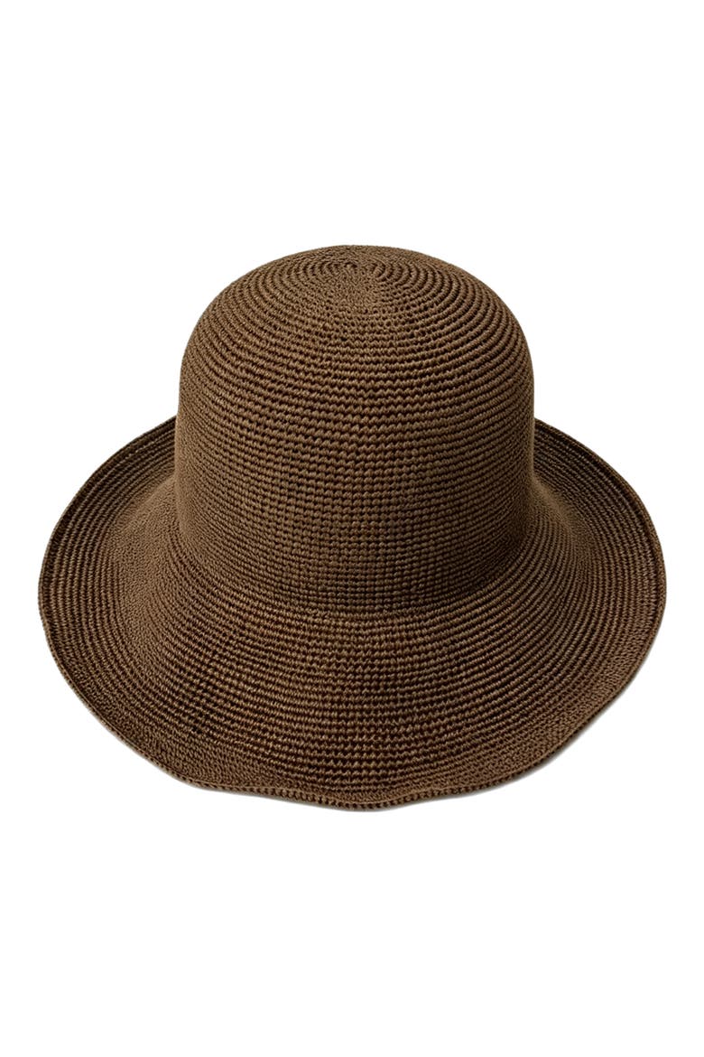 Packable Straw Bucket Hat, Main, color, BROWN