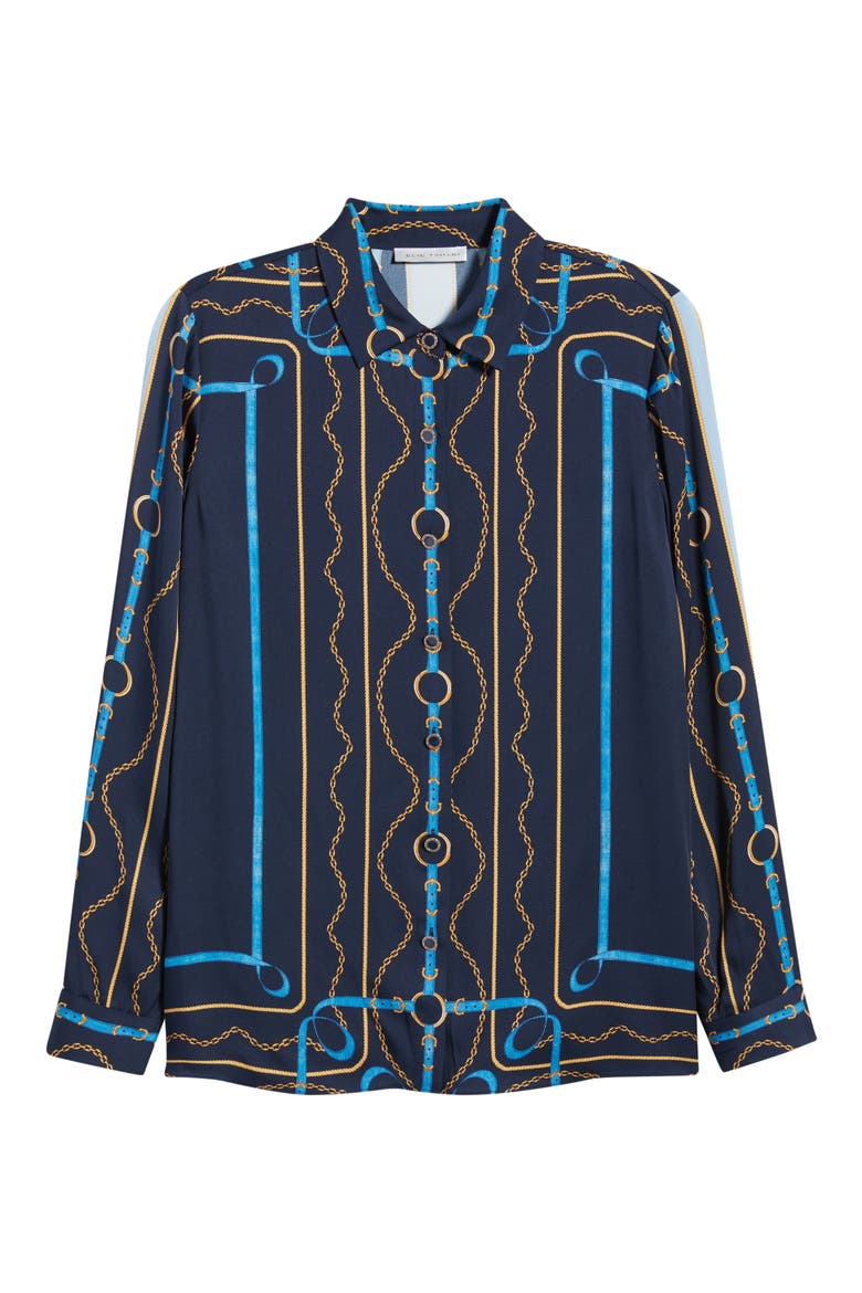 The Julianna Silk Blend Shirt, Alternate, color, DENIM CHAIN PRINT