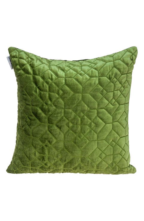 Geometric Embroidered Velvet Accent Pillow