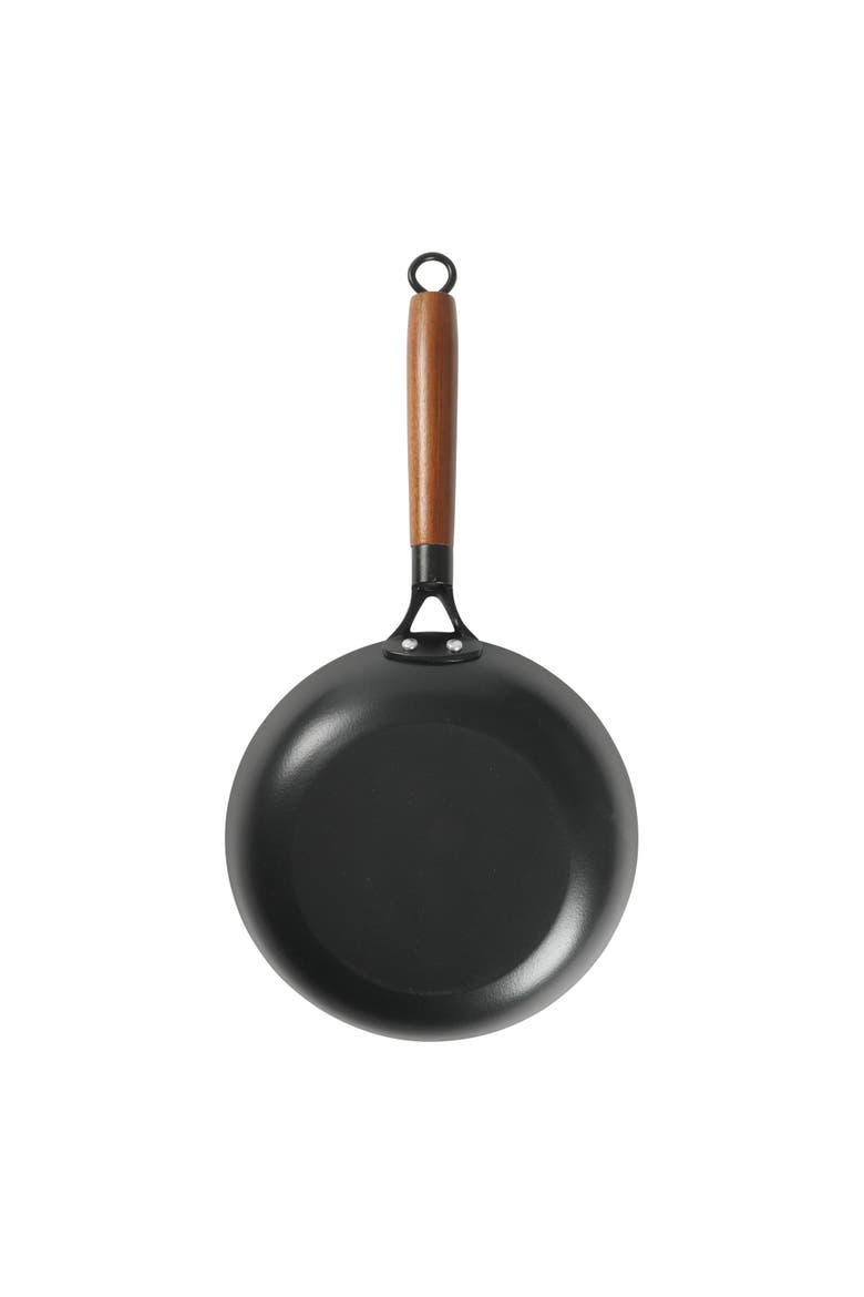 Pre-Seasoned Honeycomb Cast Iron Skillet with Wooden Handle, Alternate, color, Black
