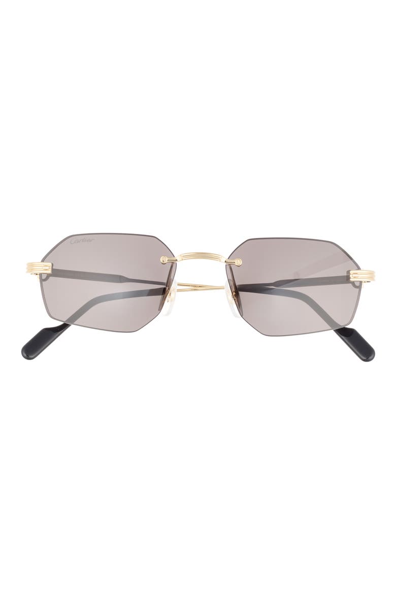 54mm Frameless Sunglasses, Main, color, GOLD / GREY LENS