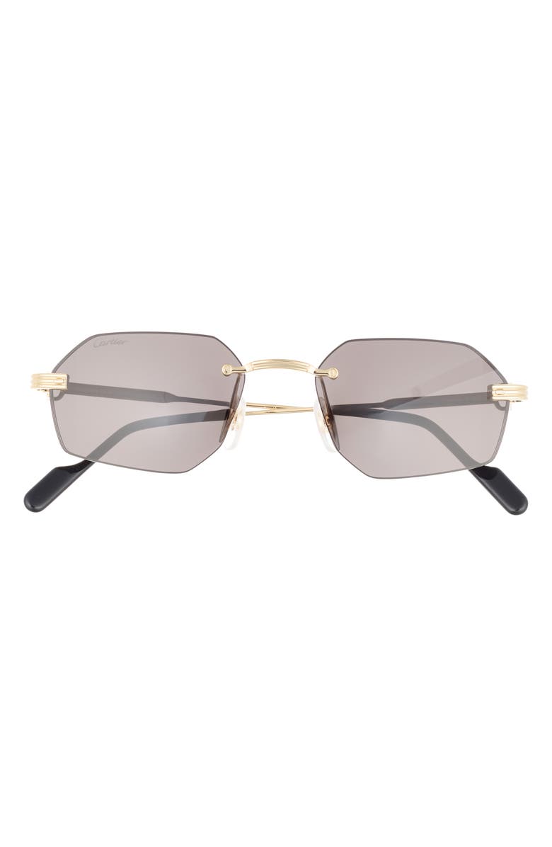 Cartier 54mm Frameless Sunglasses, Main, color, Gold / Grey Lens