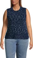 Lands' End Cotton Tweed Textured Crewneck Vest Sweater
