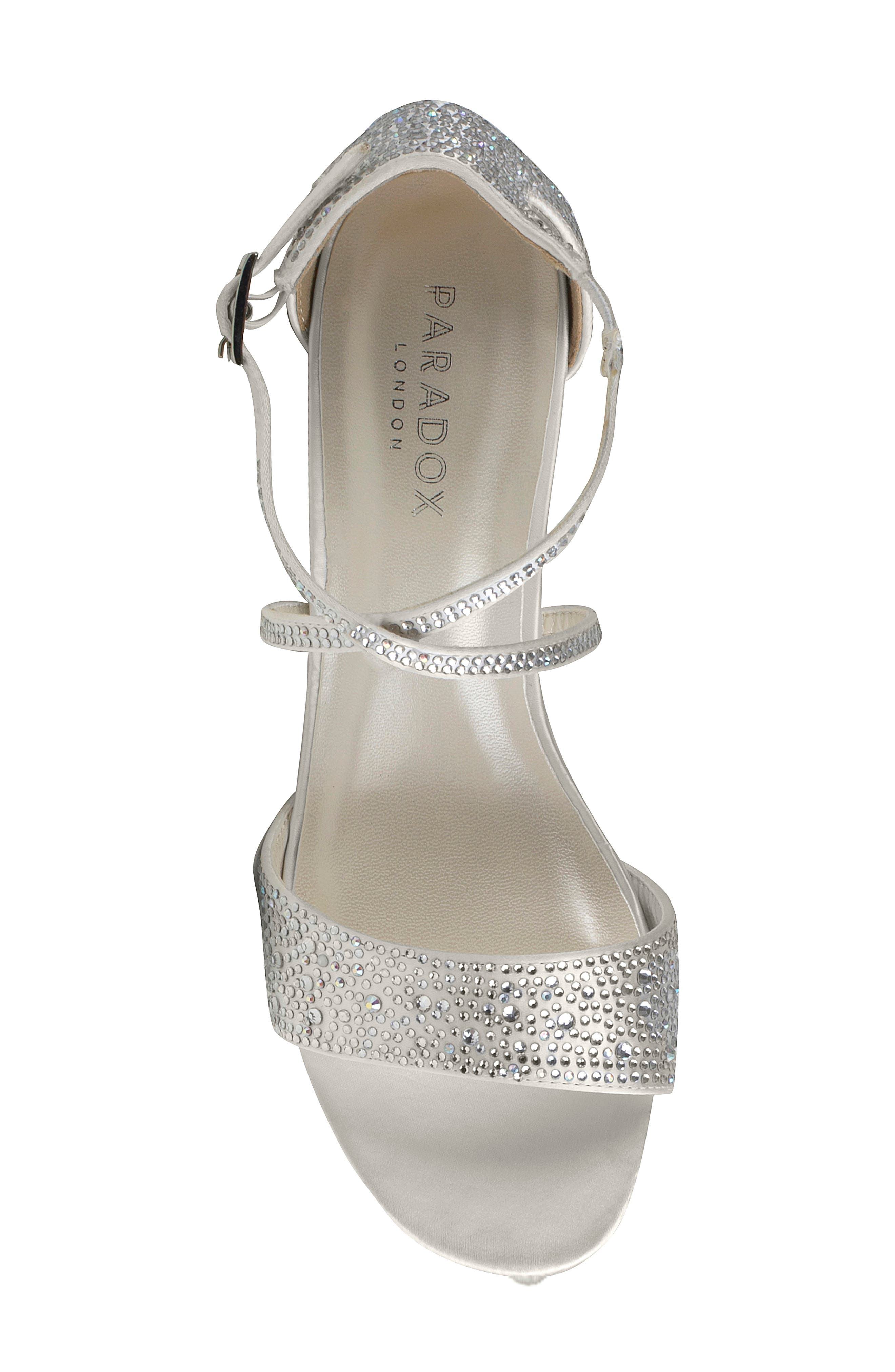 Ines Satin Embellished Sandal, Alternate, color, IVORY