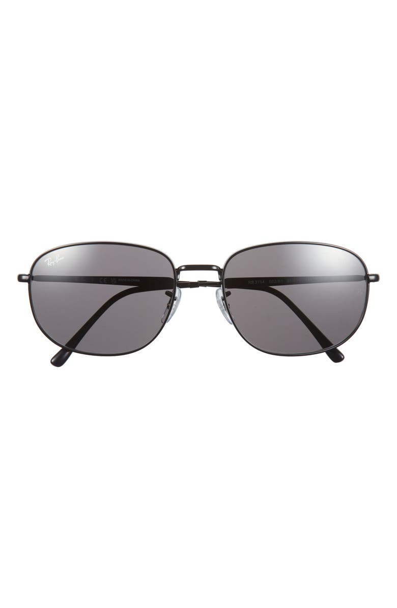 Ray-Ban 60mm Pillow Sunglasses, Main, color, Black
