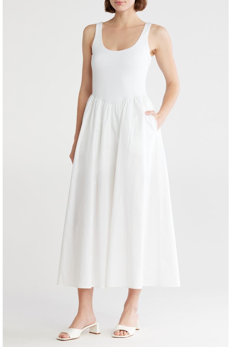 Mixed Media Tank Dress, Main, color, WHITE