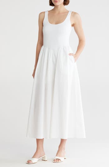 Melrose And Market Mixed Media Tank Dress In White