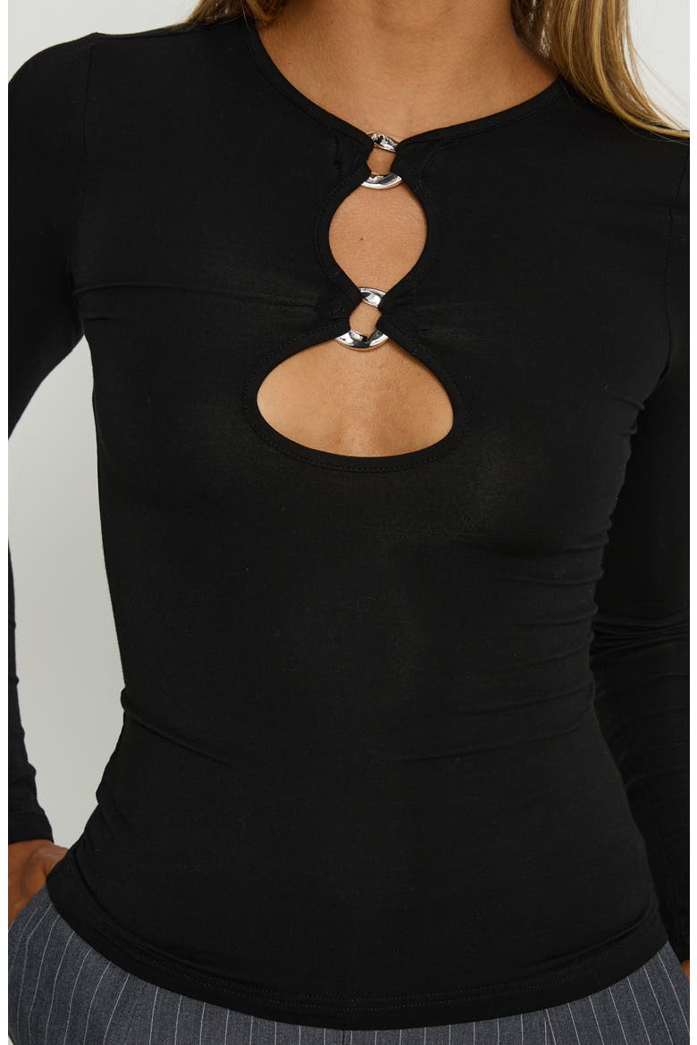 Orlaith Long Sleeve Cutout Top, Alternate, color, BLACK