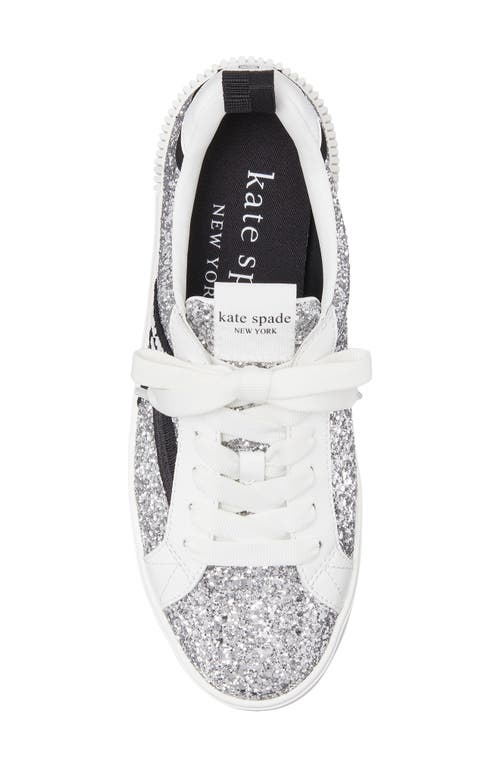 Kate Spade K As In Kate Glitter Court Sneakers In Silver Multi.