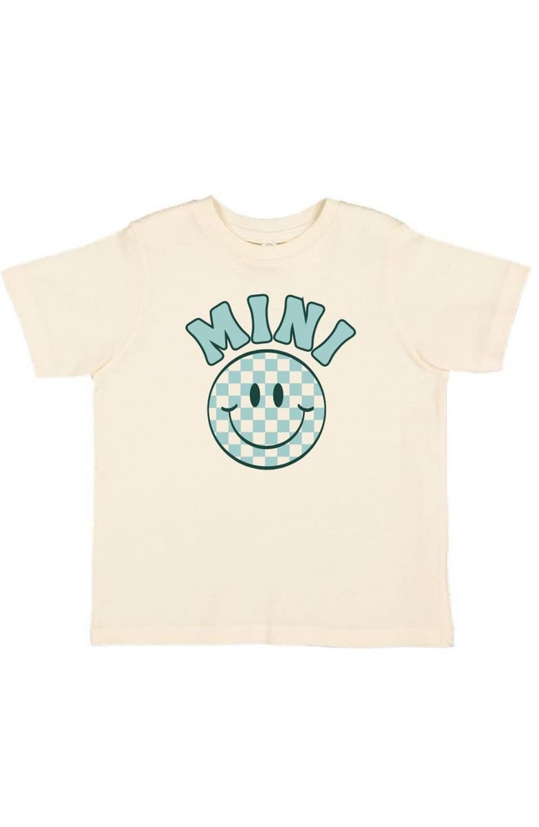 Sweet Wink Mini Smiley Checker Short Sleeve T-Shirt, Main, color, Natural