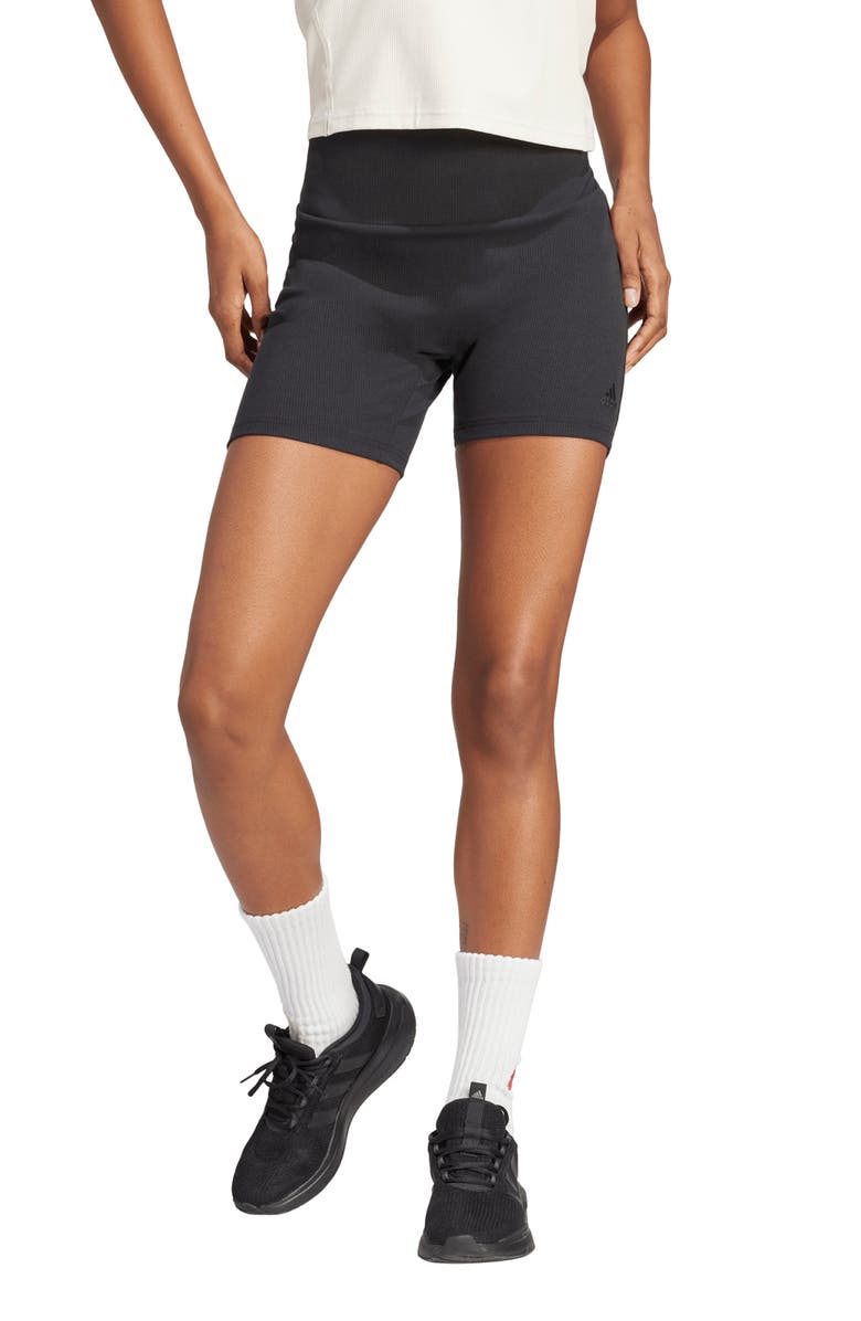 adidas Rib High Waist Bike Shorts, Main, color, 