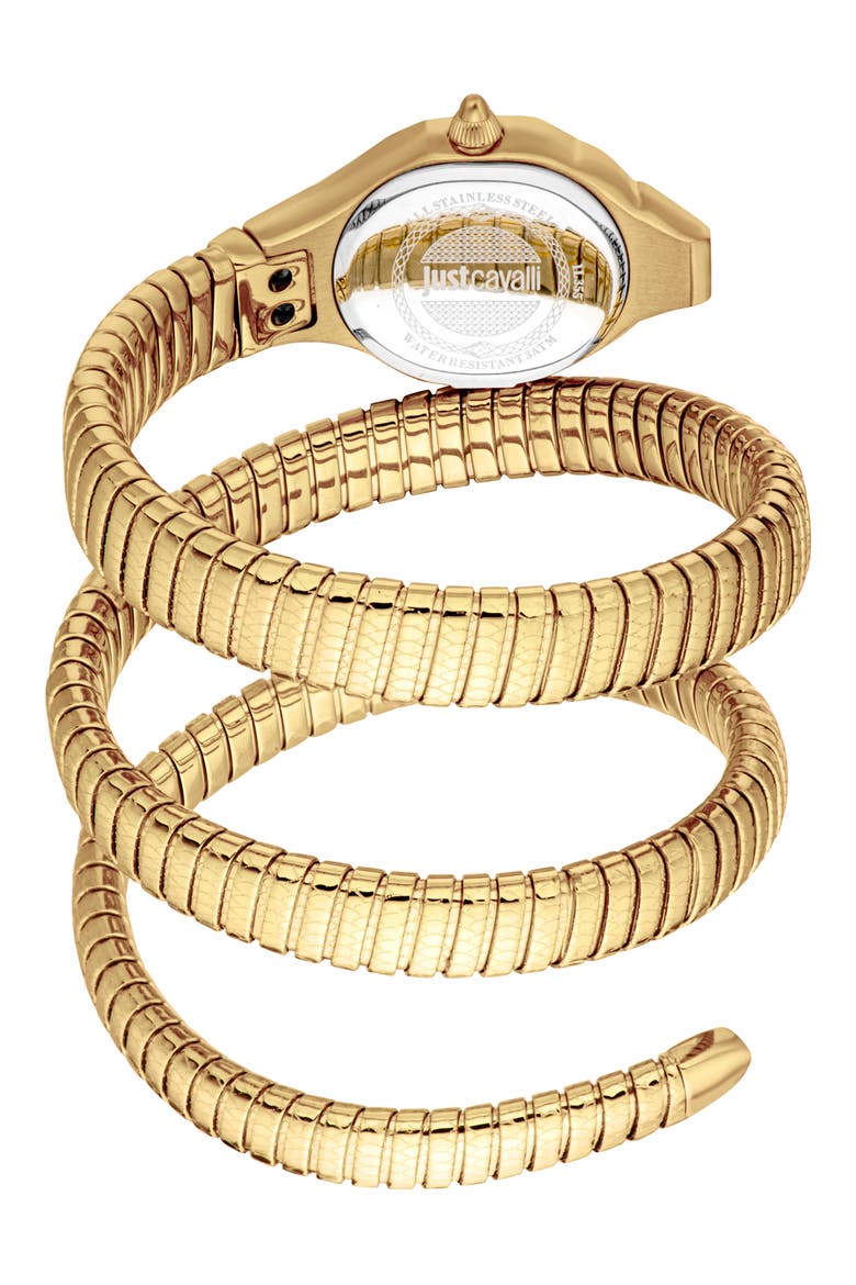 Snake Bracelet Strap Watch, 22mm x 35.5mm, Alternate, color, GOLD