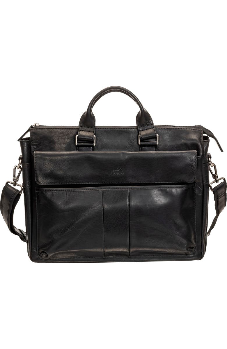 Mancini Leather Briefcase, Alternate, color, Black