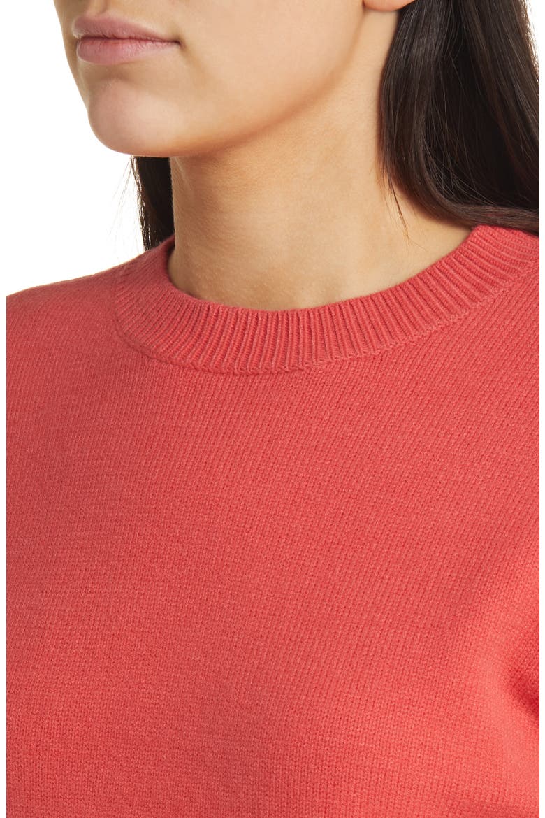 Relaxed Pima Cotton Blend Pullover Sweater, Alternate, color, RED CRANBERRY
