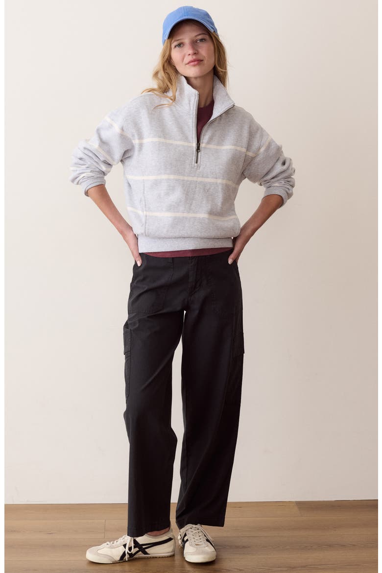 Cloud 9 Fleece Half Zip Pullover, Alternate, color, HEATHER GREY AND CREAM STRIPE