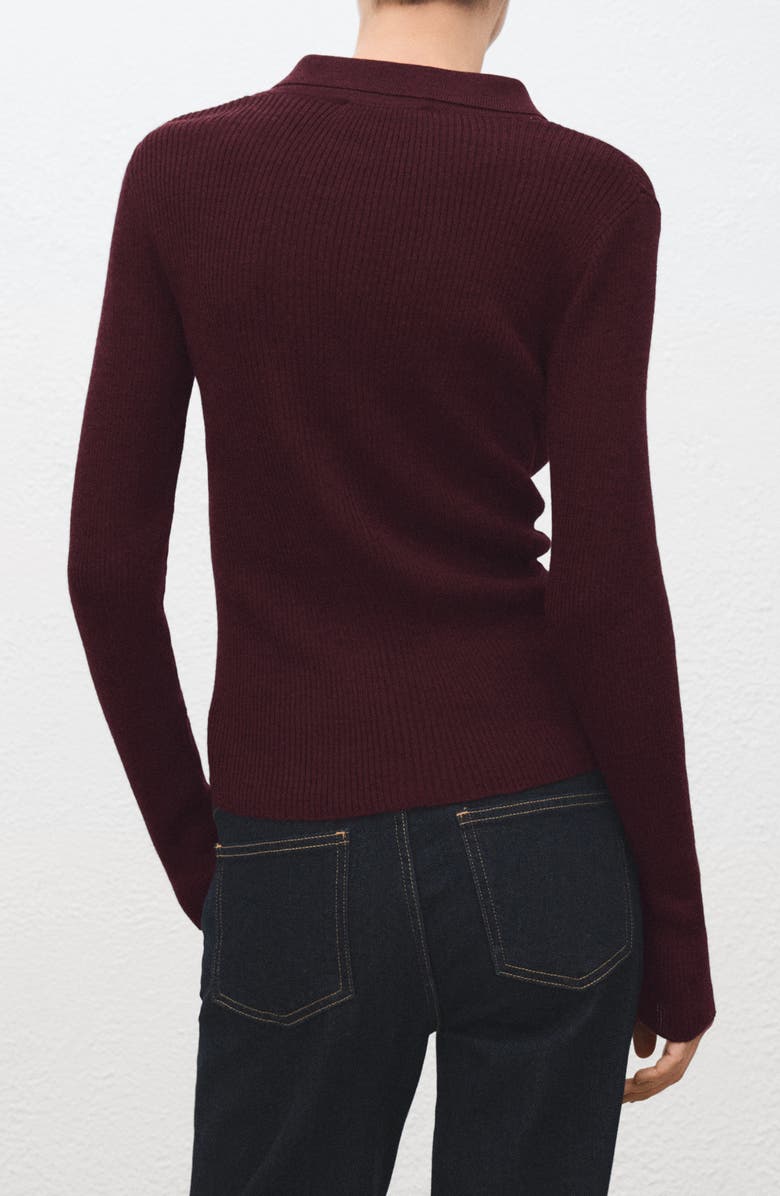 MANGO Rib Long Sleeve Polo Sweater, Alternate, color,