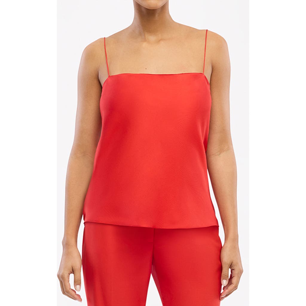 Another Tomorrow Silk Camisole In Red