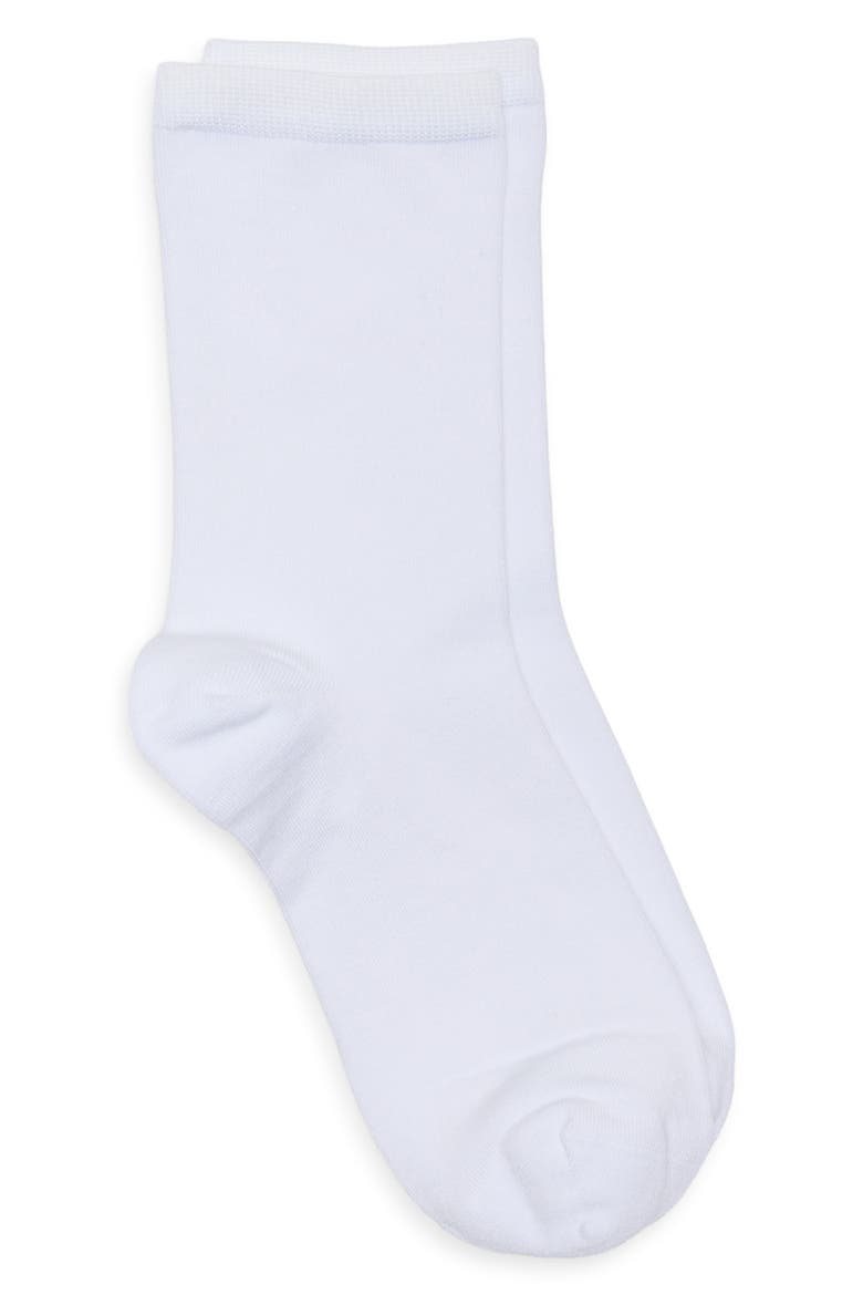 Solid Flat Knit Dress Socks, Alternate, color, WHITE