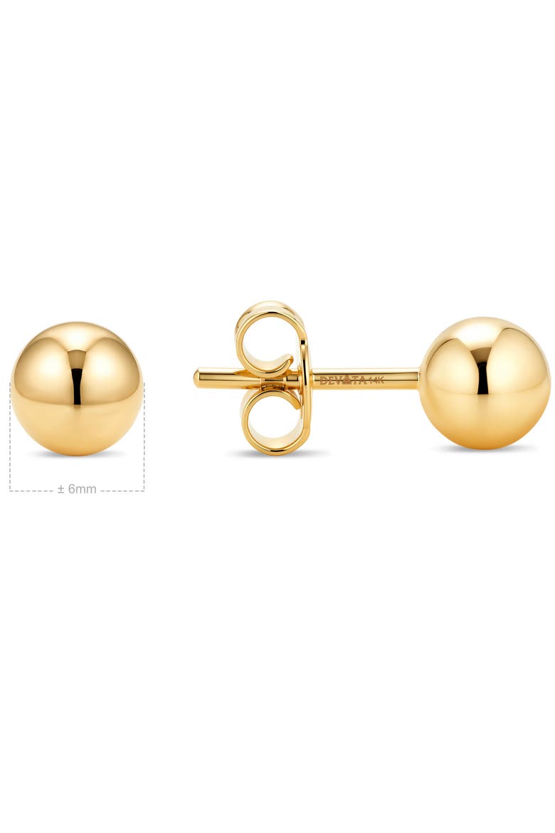 Ball Stud Earrings in 14K Gold, 6mm, Alternate, color, Yellow Gold