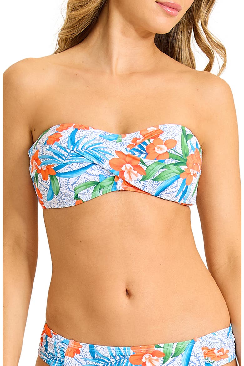 Tropical Twist Bandeau Bikini Top, Main, color, WHITE