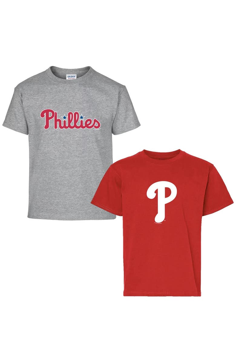 SOFT AS A GRAPE Youth Soft as a Grape  Red/Gray Philadelphia Phillies Two-Pack T-Shirt Set, Main, color, 