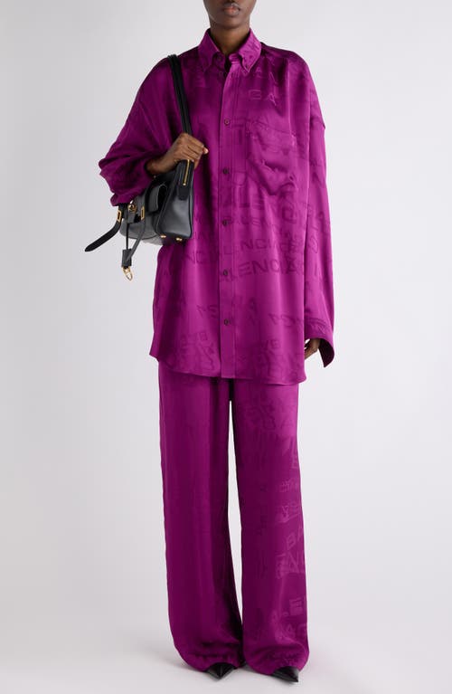 Balenciaga Logo Jacquard Pajama Pants In Purple