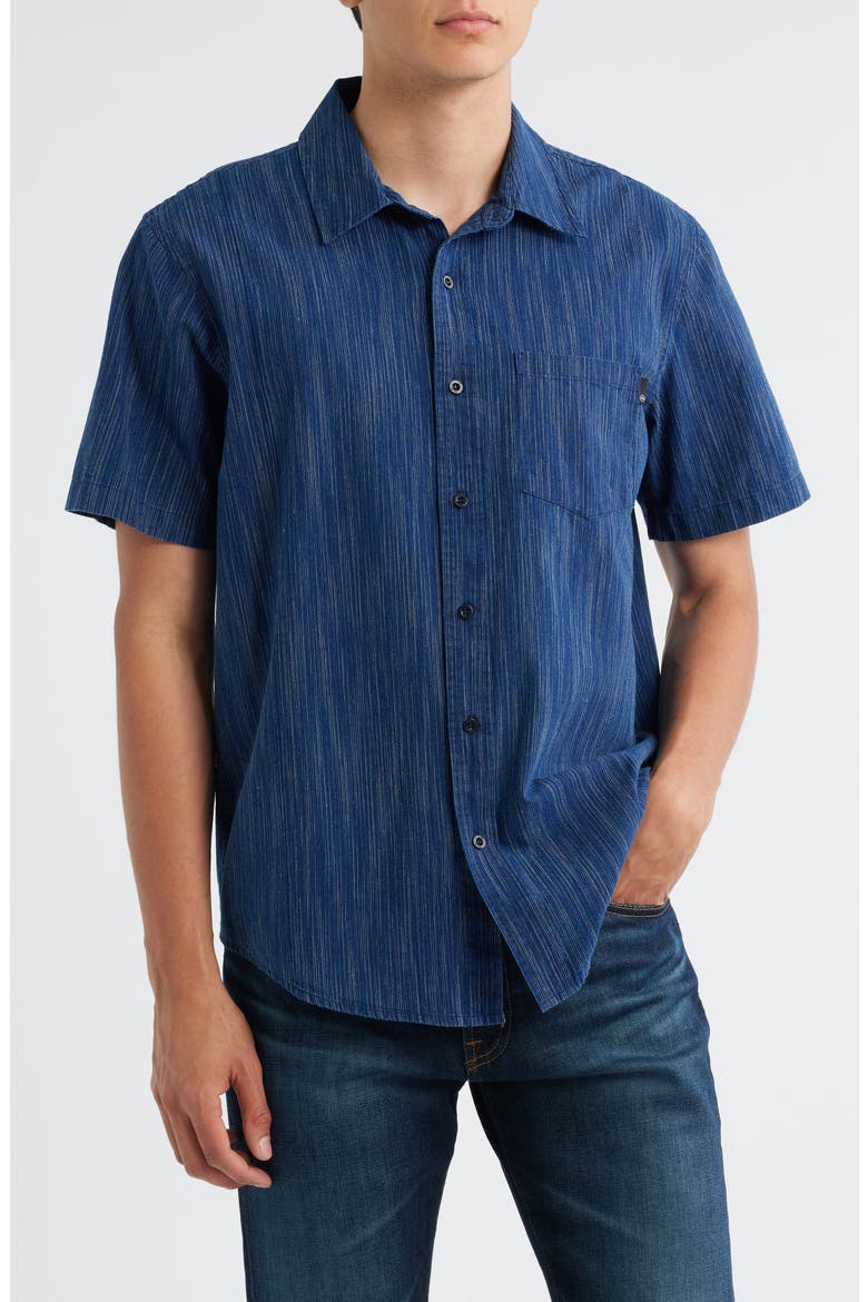 Wesley Stripe Relaxed Fit Short Sleeve Button-Up Shirt, Main, color, PALMILLA