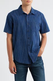 AG Wesley Stripe Relaxed Fit Short Sleeve Button-Up Shirt
